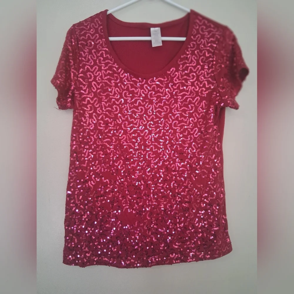 Sequin Red Women's Top - Picture 1 of 5